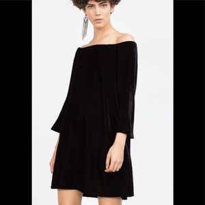 Zara velvet off the shoulder dress